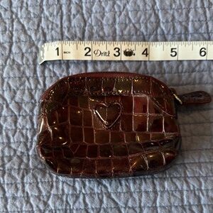 Brighton Croc-Embossed Heart Pouch - Brown